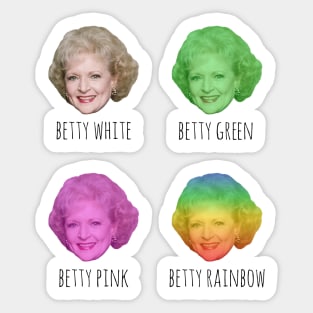 Betty White. Betty Pink. Betty Rainbow! Sticker